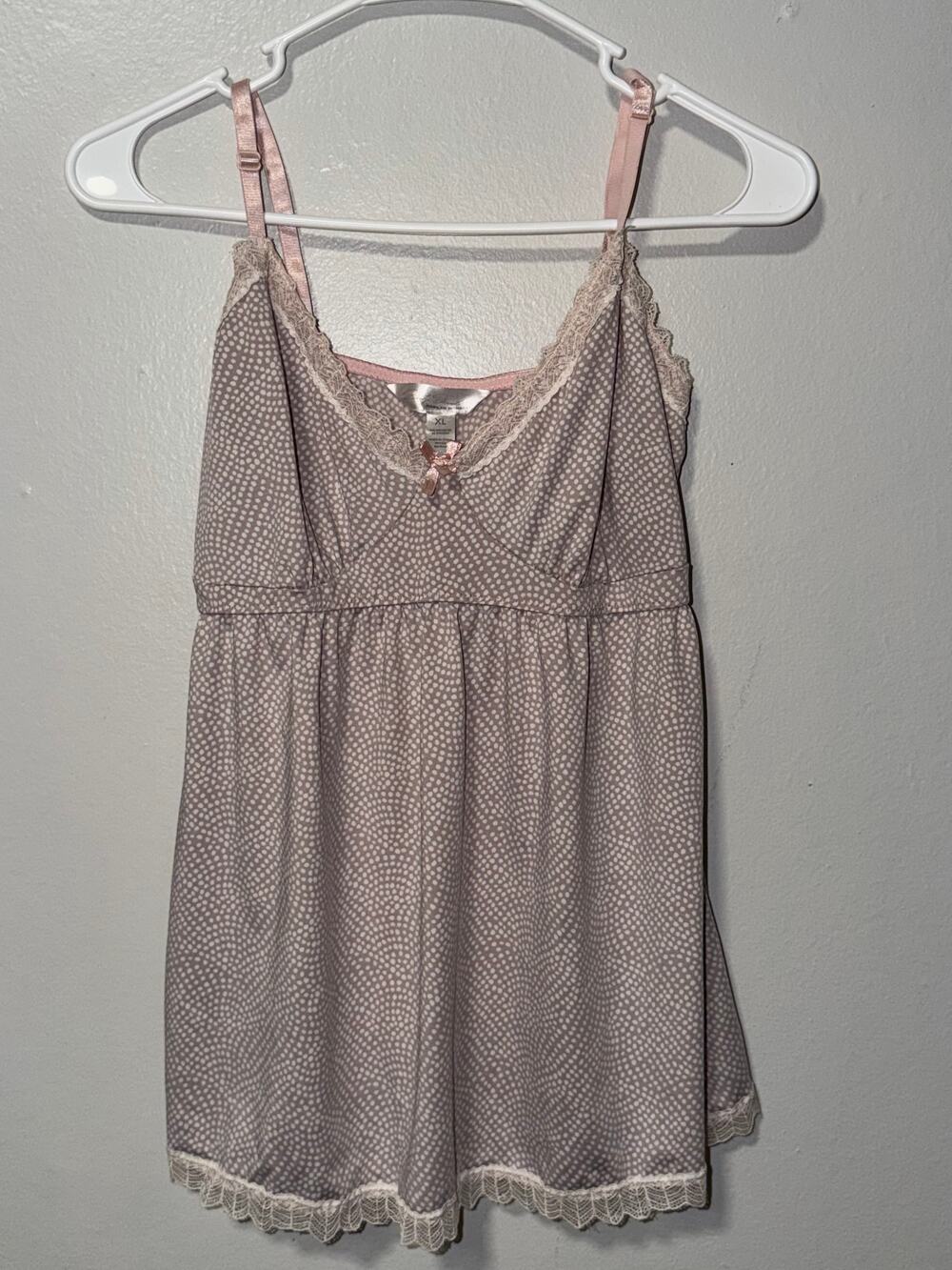 Marilyn Monroe Grey Polka Dot Slip Dress Lace Trim Adjustable Spaghetti Straps S